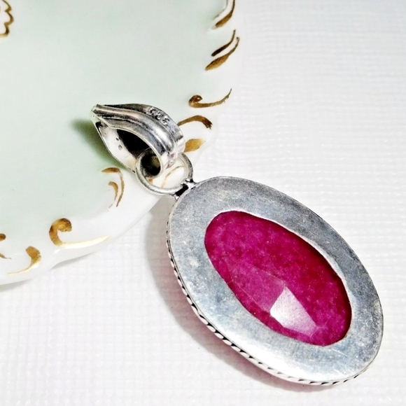Artisan Natural Ruby 925 Silver Pendant - 1 3/4" - Picture 4 of 5